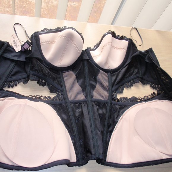 Gorgeous Corset Lingerie Nude & Black Lace - NWT - Picture 11 of 16